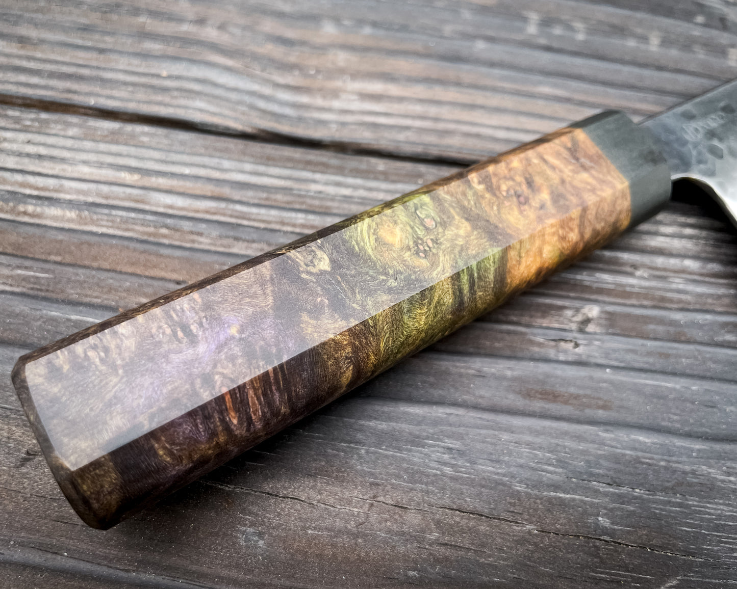 Triple Dyed Maple Burl Ko Nakiri